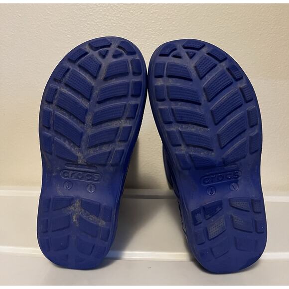 Crocs Handle It Blue Rubber Rain Boots Unisex Kids Size J1 Pull On 12803 - Picture 9 of 9